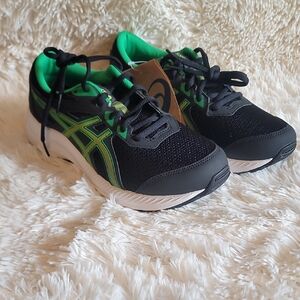 ASICS Kids Sneakers - Black and Neon Green